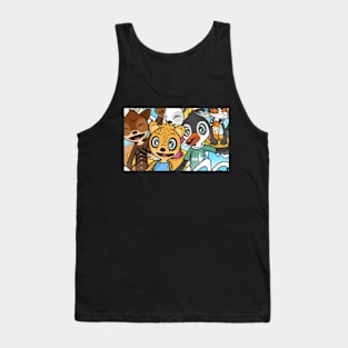 Characters Sliding Down Waterslide Tank Top